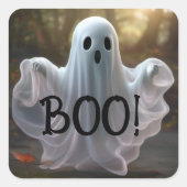 Sticker Carré Happy Halloween Sceau d'enveloppe de fantôme (Devant)