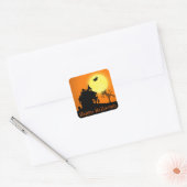 Sticker Carré Happy Halloween Silhouette paysage (Enveloppe)
