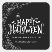 Sticker Carré Happy Halloween Spiderweb Merci (Devant)