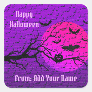 Sticker Carré Happy Halloween temps Éffrayant