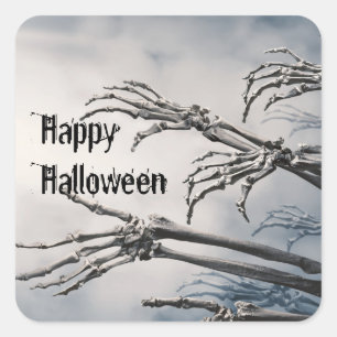 Sticker Carré Happy Halloween Zombie Skeleton effrayant Éffrayan