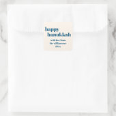 Sticker Carré Happy Hanoukka Simple Turquoise Blue Personnalisé (Sac)