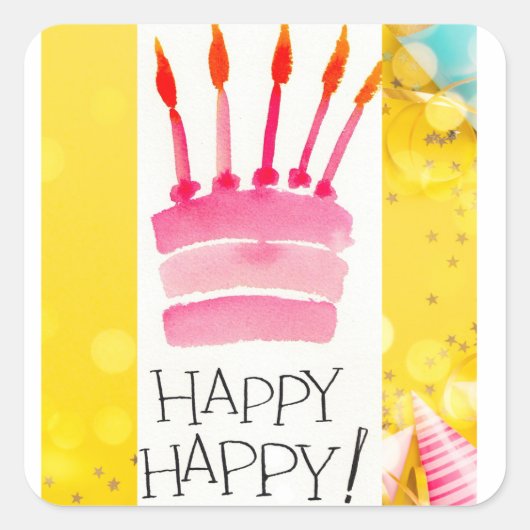STICKER CARRÉ HAPPY HAPPY (Devant)