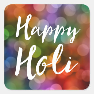 Sticker Carré Happy Holi Bokeh