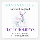 Sticker Carré Happy Holidays Modern Deer Candle Label  (Devant)