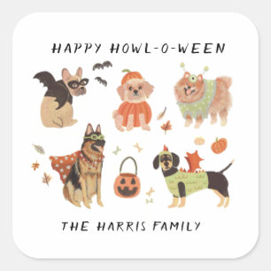 Sticker Carré Happy Howl-o-ween Chiens peints Halloween Food Lab