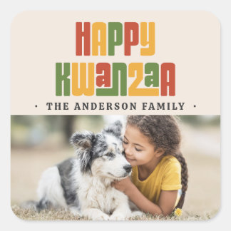 Sticker Carré Happy Kwanzaa red green yellow photo