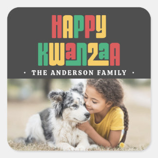 Sticker Carré Happy Kwanzaa red green yellow photo