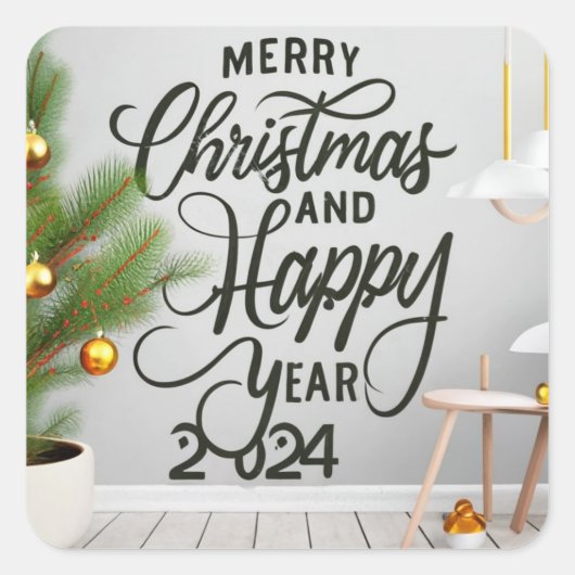 Sticker Carré happy new year 2024 and Chris (Devant)