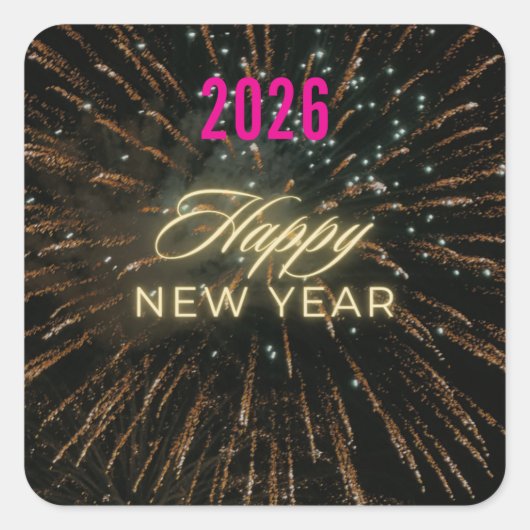 Sticker Carré Happy New Year 2026 Festive Christmas Greenery Des (Devant)