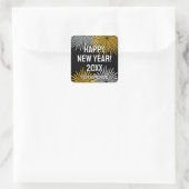 Sticker Carré Happy New Year fireworks display custom (Sac)