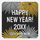 Sticker Carré Happy New Year fireworks display custom (Devant)