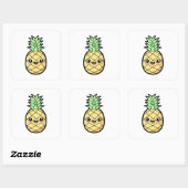 Sticker Carré Happy Pineapple – Cute Kawaii Illustration (Feuille)