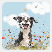 Sticker Carré Happy Pup (Devant)