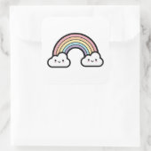 Sticker Carré Happy Rainbow – Cute Kawaii Illustration (Sac)