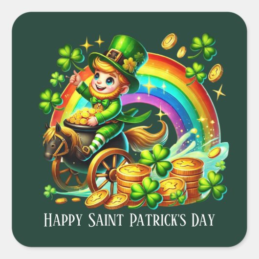 Sticker Carré Happy Saint Patrick's Day customizable party (Devant)