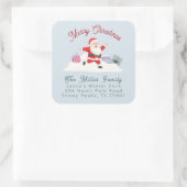 Sticker Carré Happy Santa,  Christmas return address label (Sac)