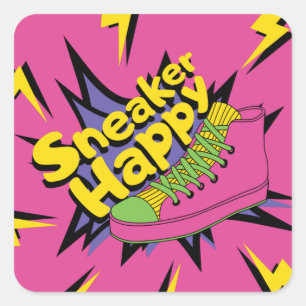Sticker Carré Happy Sneaker des années 90