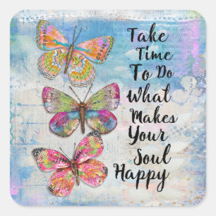 Sticker Carré Happy Soul Butterflies
