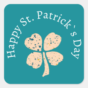 Sticker Carré Happy St. Patrick`s Day Shamrock Clover