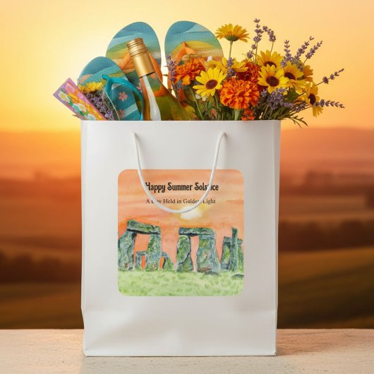 Sticker Carré Happy Summer Solstice Stonehenge