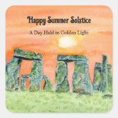 Sticker Carré Happy Summer Solstice Stonehenge (Devant)