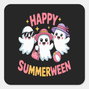 Sticker Carré Happy Summerween été Halloween drôle