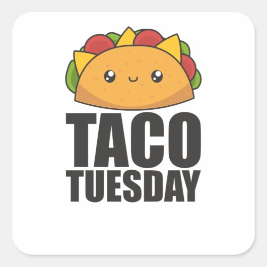 Sticker Carré Happy Taco Tuesday - Mexican Food (Devant)