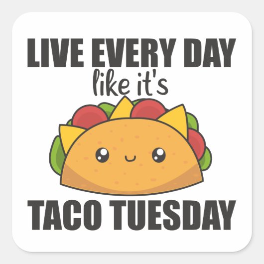 Sticker Carré Happy Taco Tuesday - Mexican Food (Devant)