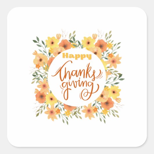 Sticker Carré Happy Thanksgiving (Devant)
