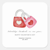 Sticker Carré Happy Valentine's Day Cute Fun Locks Hearts Custom (Devant)