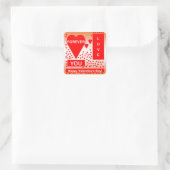 Sticker Carré Happy Valentine's Day Text Forever Love Hearts Red (Sac)