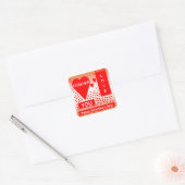 Sticker Carré Happy Valentine's Day Text Forever Love Hearts Red (Enveloppe)