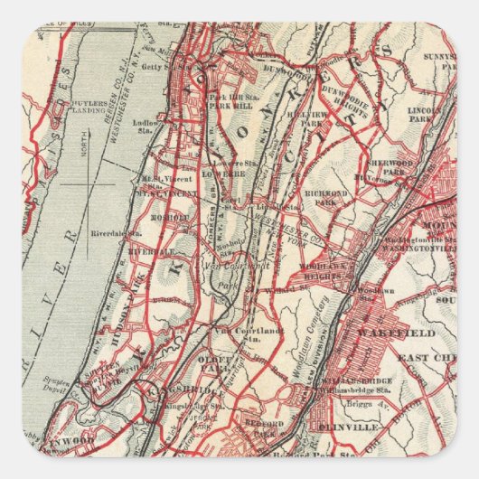 Sticker Carré Harlem, Yonkers, Pelham Manor, New York (Devant)