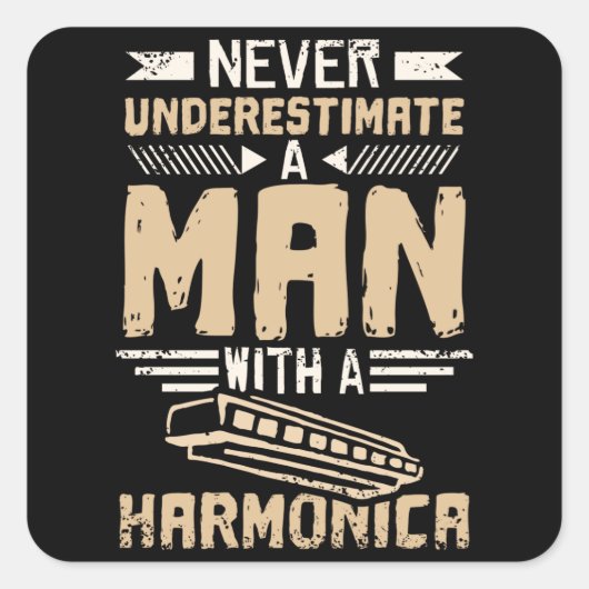 Sticker Carré Harmonica Man (Devant)