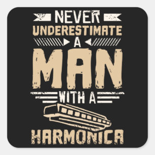Sticker Carré Harmonica Man
