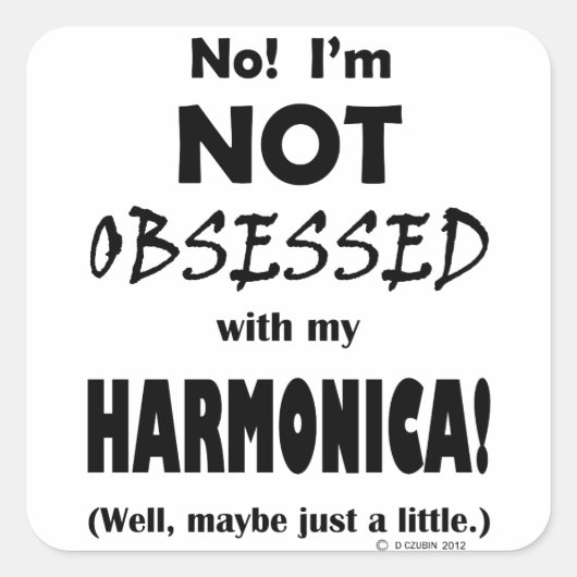 Sticker Carré Harmonica obsédée (Devant)