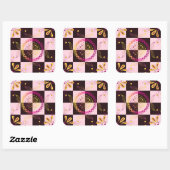 Sticker Carré Harmonie de Fleur de Damier (Feuille)