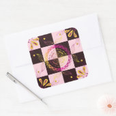 Sticker Carré Harmonie de Fleur de Damier (Enveloppe)