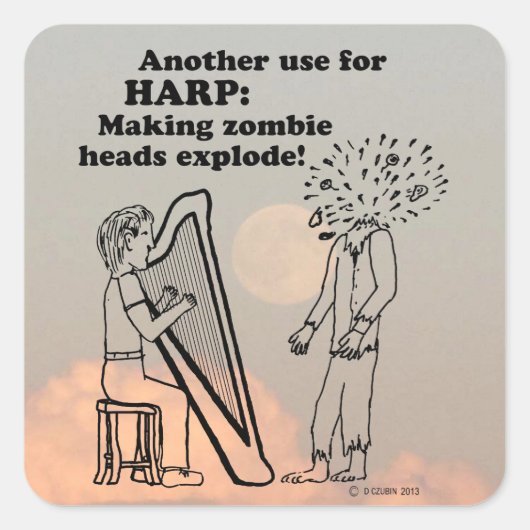 Sticker Carré Harp Zombie Explosé (Devant)