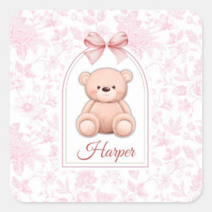 Sticker Carré Harper   Conception personnalisée d'ours en peluch