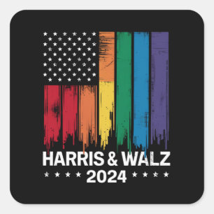 Sticker Carré Harris Waltz Élection 2024 Gay Tim Waltz LGBTQ