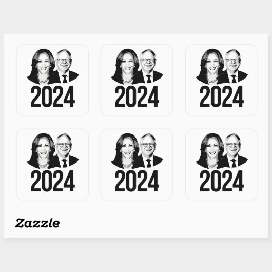 Sticker Carré Harris Walz 2024 (Feuille)