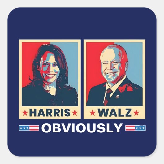 Sticker Carré Harris Walz 2024 Évidemment (Devant)