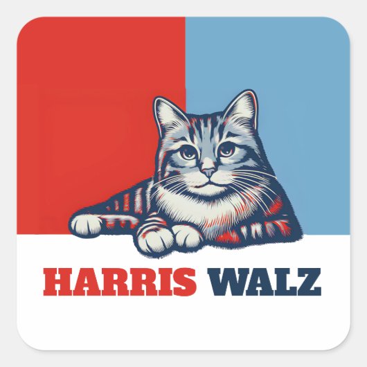 Sticker Carré Harris Walz 2024 Manifestement Chat (Devant)