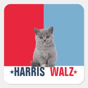 Sticker Carré Harris Walz 2024 Manifestement rouge bleu