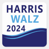Sticker Carré Harris Walz 2024 pour le président Blue Wave (Devant)