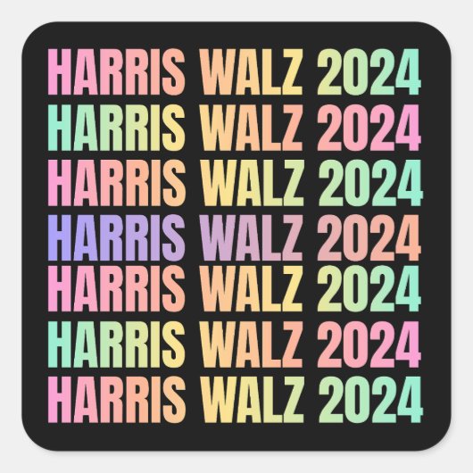 Sticker Carré Harris Walz 2024 Rainbow (Devant)
