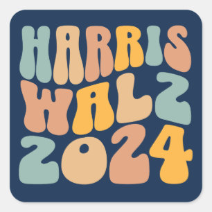 Sticker Carré Harris Walz 2024 Tendance Vague Bohème