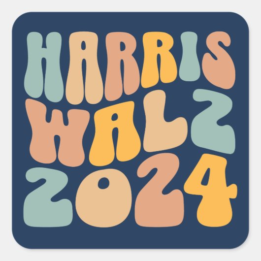 Sticker Carré Harris Walz 2024 Wavy Boho tendance (Devant)